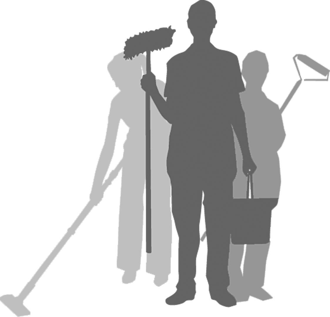 Silhouette of Cleaning Team
